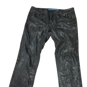 Whimsigoth Black crocodile skin print jeans tween size 13